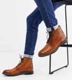 Base London Wide Fit Callahan Lace Up Boots In Washed Tan