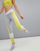 Asics Training Color Block Legging In Gray And Lime - Multi