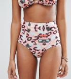 Asos Fuller Bust Exclusive Colored Animal Print High Waist Bikini Bottom - Multi