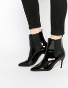 Asos Revenge Pointed Kitten Heel Chelsea Boots - Black Patent