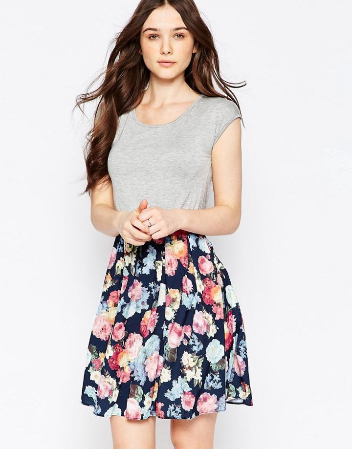 Qed London Sleeveless Dress With Contrast Skirt - Black