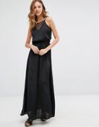 Vero Moda Cross Back Maxi Dress With Lace Inserts - Black