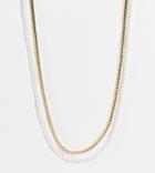Faded Future Faux Pearl And Chain Layered Necklace In Gold