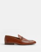 River Island Metal Detail Leather Loafer In Brown