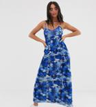 Reclaimed Vintage Inspired Midi Dress In Tie Dye Check Mesh-blue