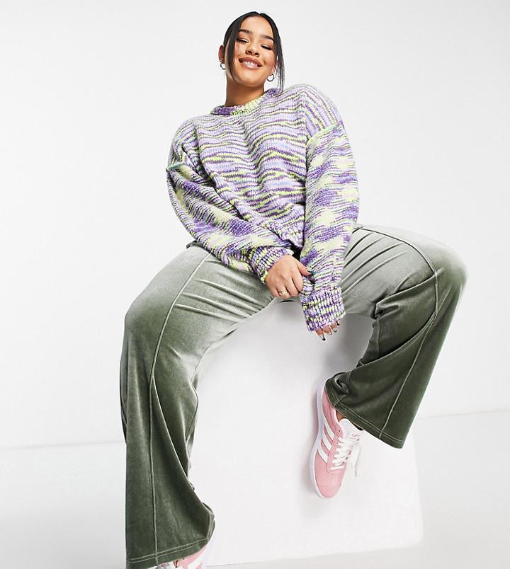 Asos Design Curve Boxy Sweater In Space Dye-multi