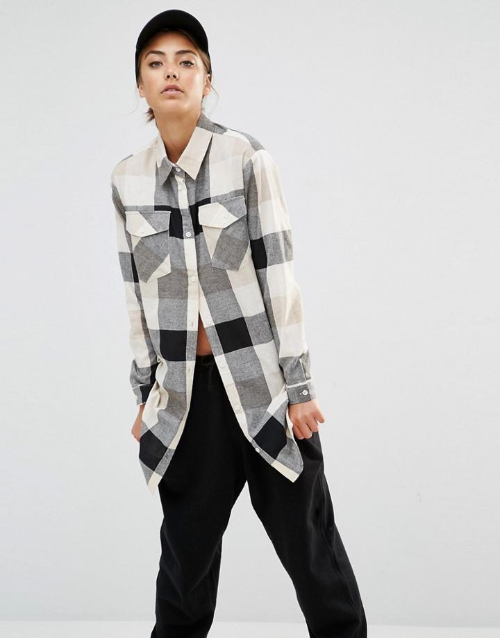 Daisy Street Shirt With Pockets In Check - Multi