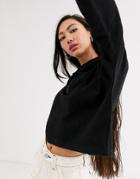 Monki Cropped Polo Shirt In Black