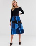 Vero Moda Color Block Midi Skirt-multi