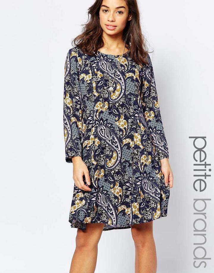Vero Moda Petite Paisley Printed Skater Dress - Black Iris