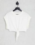 Jdy Cropped Tie Front T-shirt In White