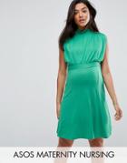 Asos Maternity Nursing High Neck Mini Dress - Green