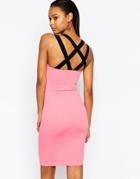 City Goddess Embossed Dress With Cross Back Straps - Pink
