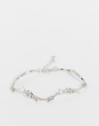 Asos Design Chain Bracelet In Wave Design With Crystal In Silver Tone