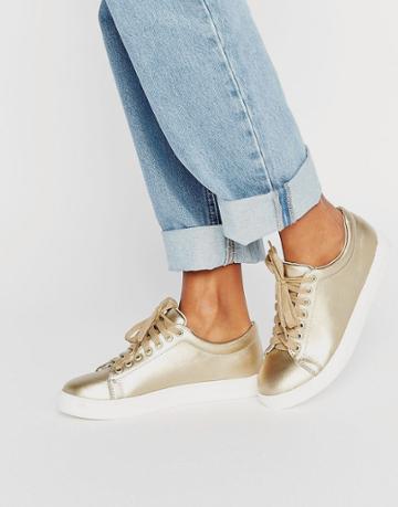 Daisy Street Gold Sneakers - Gold
