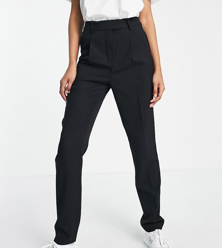 Topshop Tall Pleat Detail Peg Leg Pants In Black