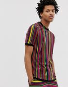 Asos Design Knitted Stripe Two-piece T-shirt - Multi