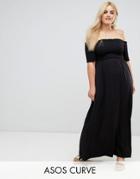 Asos Curve Off Shoulder Maxi Sundress With Shirring - Black