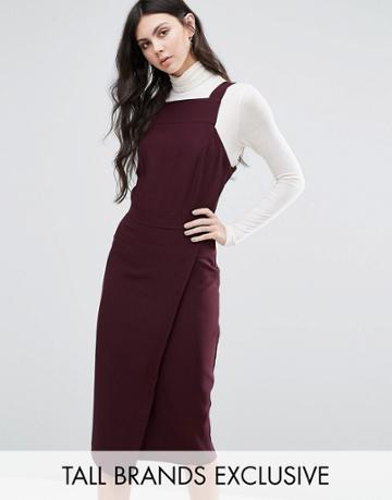 Alter Tall Wrap Front Dress With Square Neck And Cutaway Front Detail