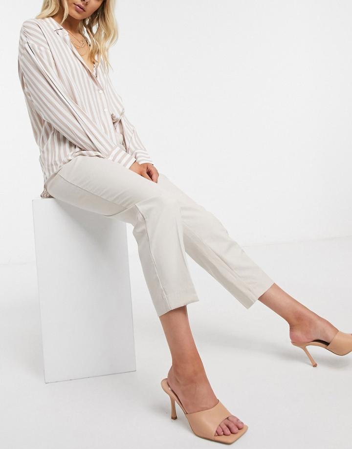 Mango Tailored Pants In Ecru-white