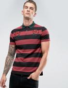 Asos Stripe Polo With Rose Embroidery - Multi