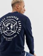 Asos Design Sweatshirt With Space Back Print In Navy - Navy