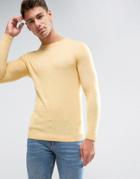 Asos Cotton Muscle Fit Sweater In Yellow - Yellow