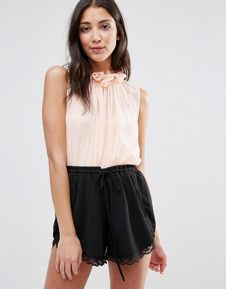 Traffic People High Neck Pleated Shirt - Pink