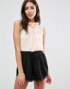 Traffic People High Neck Pleated Shirt - Pink