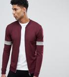 Asos Design Tall Retro Muscle Bomber With Sleeve Color Blocking - Red