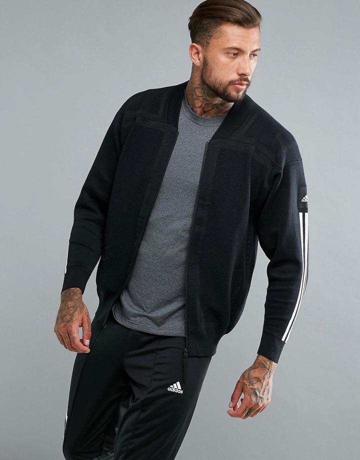 Adidas Training Icon Knit Bomber Jacket In Black B46993 - Black