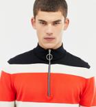 Collusion Tall Sweater With Half Zip In Color Block Stripe - Black