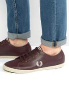 Fred Perry Kingston Scotchgrain Leather Sneakers - Red