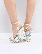 Miss Selfridge Printed Wrap Platform Wedge - Multi