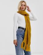 Pieces Chunky Cable Knitted Scarf In Mustard-yellow