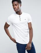 Hollister Slim Fit Henley T-shirt With Seagull Logo In White - White