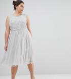 Lovedrobe Luxe Embellished Dress With Tulle Skirt - Gray