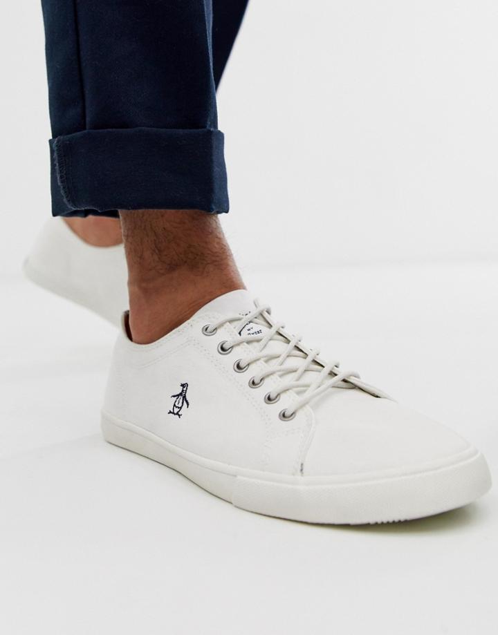 Original Penguin Lace Up Plimsolls In White