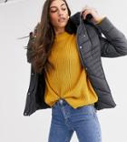 New Look Tall Fitted Puffer Jacket In Gray