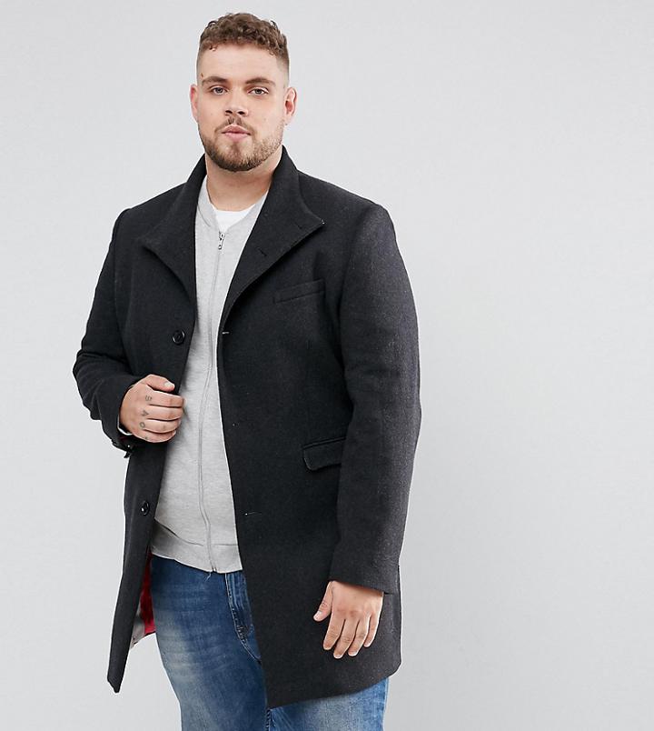 Noose & Monkey Plus Funnel Neck Coat - Gray