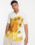 Topman Vincent Van Gogh Sunflower Shirt Print In Ecru-multi