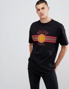 Asos Design Oversized T-shirt With Regne Emblem Print - Black