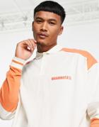 Asos Design Oversized Long Sleeve Polo T-shirt In Color Block & Text Print-multi