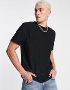 Asos Design Relaxed T-shirt In Black Metallic Texture