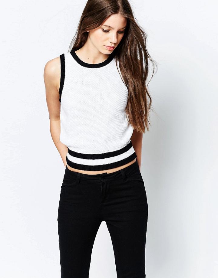 Shae Contrast Detail Open Back Vest - White Combo
