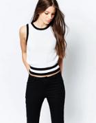 Shae Contrast Detail Open Back Vest - White Combo