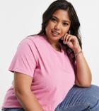 Asos Design Curve Ultimate T-shirt With Crew Neck In Organic Cotton Blend In Pink