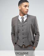 Noak Skinny Suit Jacket In Linen Nepp - Brown