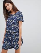 Esprit Floral Print Romper - Navy