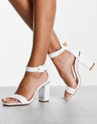 Truffle Collection Metal Detail Block Heel Sandals In White